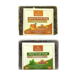 Khadi pure Herbal Apricot Scrub & Basil Scrub Soap (125g) Pack of 2 (250g)