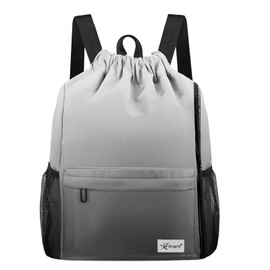 Risefit - Mochila con cordón con bolsillos de malla, bolsa de gimnasio, resistente a la arena, mochila de playa para hombres y mujeres, Gris gradiente
