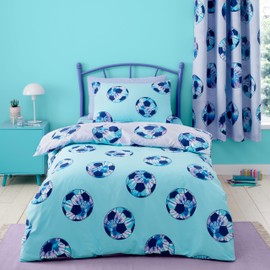 Catherine Lansfield Kids Tie Dye Football Reversible Single Duvet Cover Set with Pillowcase Lilac