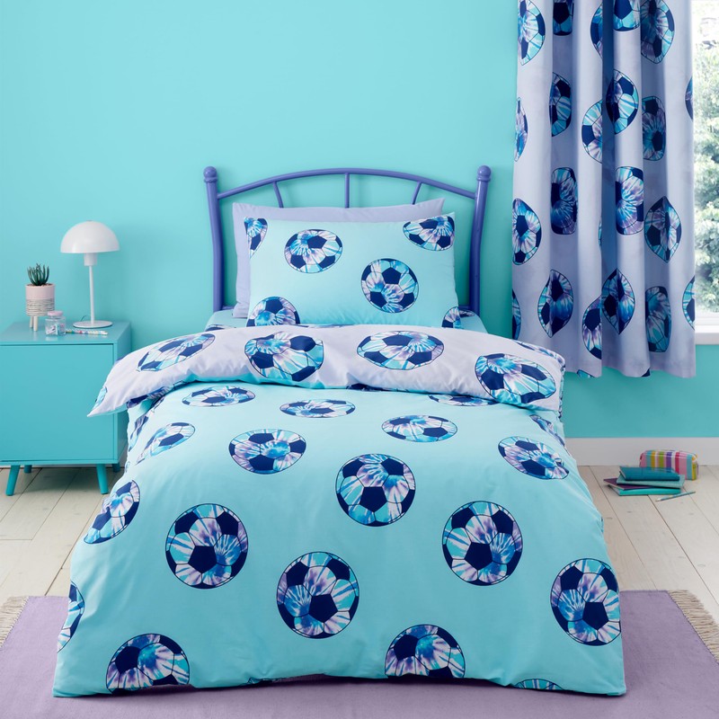 Catherine Lansfield Kids Tie Dye Football Reversible Single Duvet Cover