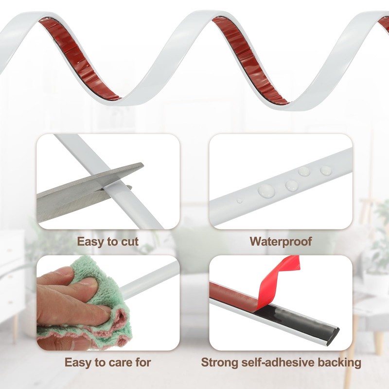 HARFINGTON Peel and Stick Molding Trim 30ft x 0.4" Flexible