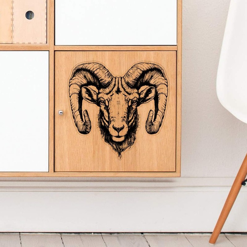 Large 210mm 'Ram Head ' Transparent/Clear Sticker Decal for Windows/Cars/Walls