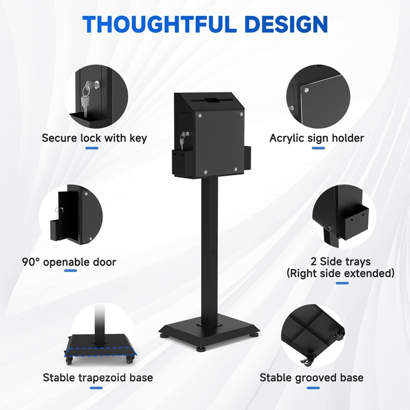 Freestanding Ballot Box Collection with Silent Caster Wheels: Secure and