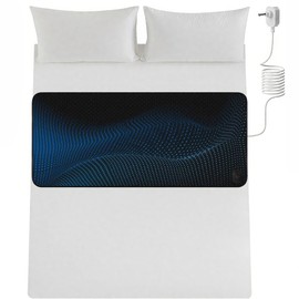 Grounding Mat for Bed, Conductive Earthing Mat for Improve Sleep Relieve Stress, Premium PU Leather Anti-Slip Grounding Pad with Grounding Cord, Black, 27" * 60"