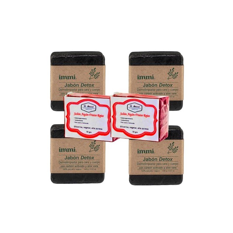 4 Pack Jabón Detox 100gr immi y 2 Pack Jabón