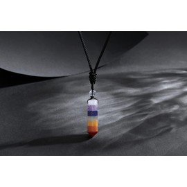 XIANNVXI Crystal Necklace for Men Women Adjustable Rope Hexagonal Point Healing Crystal Natural Stone Pendant Necklaces Gemstone Jewelry, rope