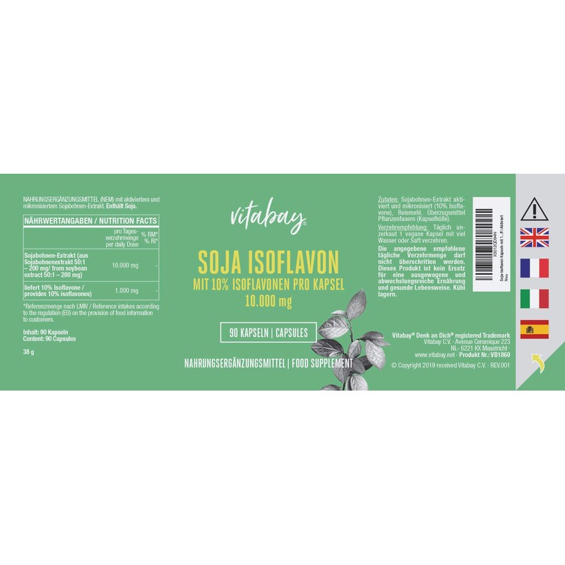 Vitabay Soy Isoflavon • 90 Vegan Capsules • With 10%