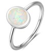 Jude Jewelers Stainless Steel Oval Shape Simulated Fire Opal Wedding