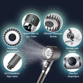 Cowenhey Ion Drops Shower Head, Filtered Shower Head with Massage Silicone Head, 3 Modes High Pressure, with 59” Hose, Bracket and 5 Filters, 1 PTFE Tape
