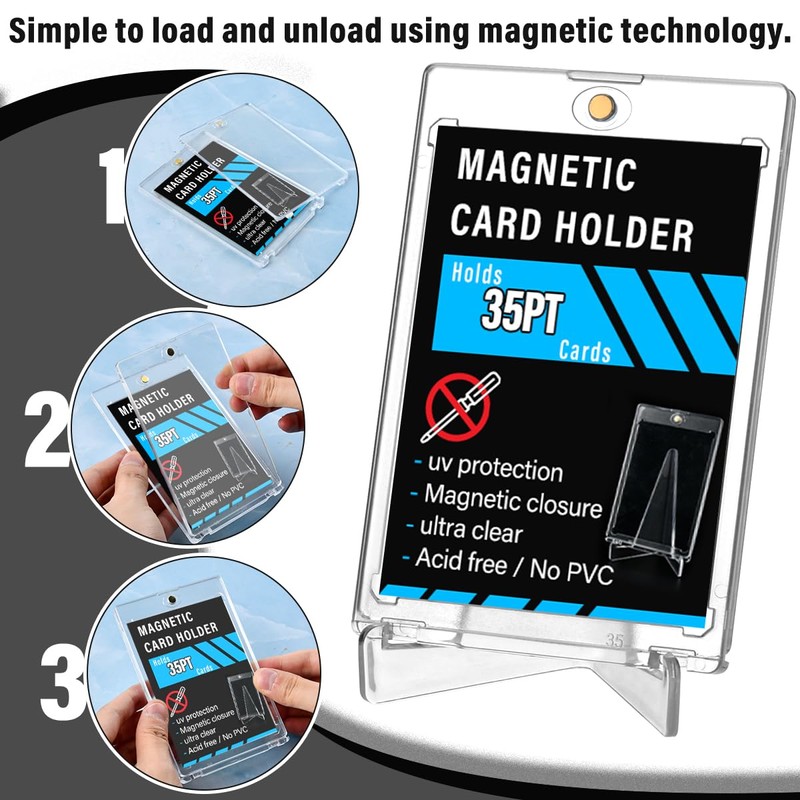 TIMESETL 35PT Magnetic Card Holder, One Touch Card Holder for