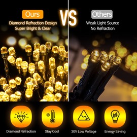 Quntis Luces Arbol Navidad con Temporizador, 6.6FT x 10 Líneas 400 Cuentas LED de Diamante, Luces Navideñas de Ultra Brillantes Fáciles de Instalar con 8 Modos para Decoraciones Navidad,Blanco Cálido