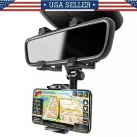 BateryConnection Universal 360 Rotation Car Rear View Mirror Mount Stand GPS Cell Phone Holder US