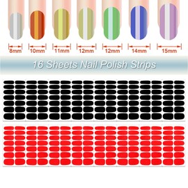 DANNEASY 16 Sheets Nail Wraps for Women Nail Polish Strips Dark Color Self Adhesive Nail Sticker Polish Gel Nails Nail Accessories with 1pc Nail File, Cuticle Stick (Red Back)