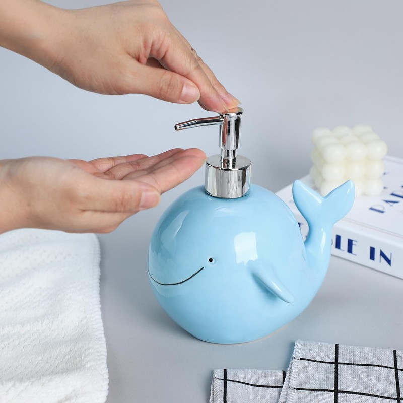 Colias Wing Sea Animals Pattern Soap Dispenser with Plastic Pump,