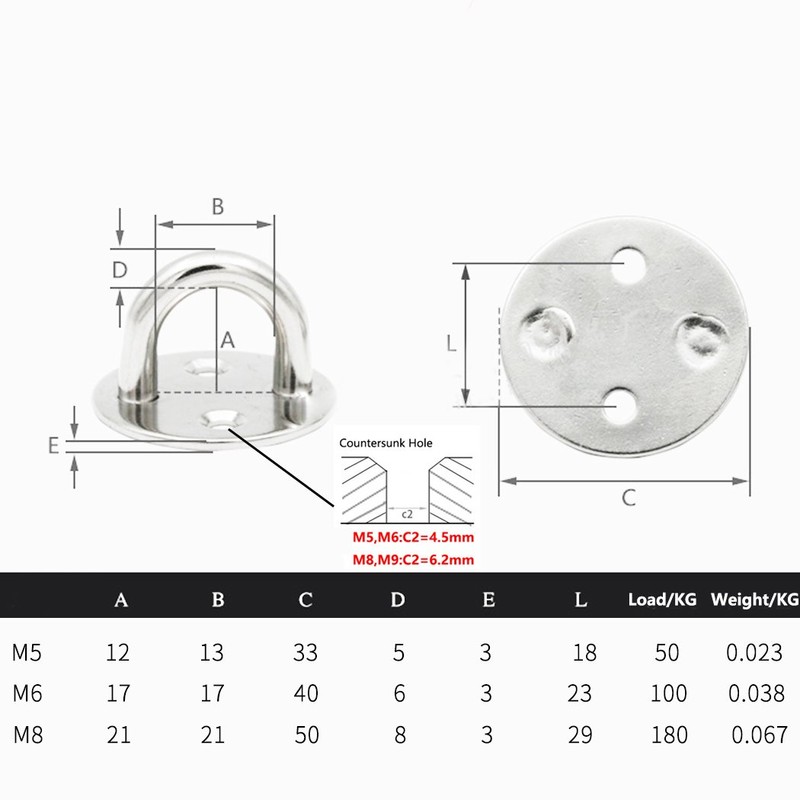 Ceiling Wall Mount Hook Heavy Duty Anchor Round Shape 5mm