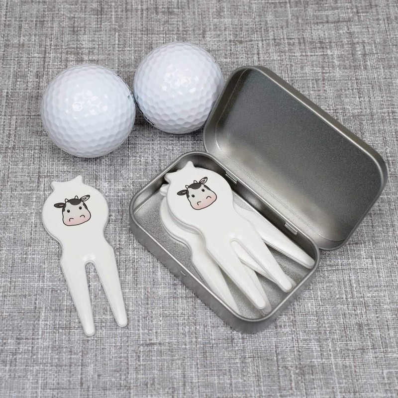 Azeeda 'Cow Head' Golf Divot Tool/Repair Fork Gift Set (GO00028143)