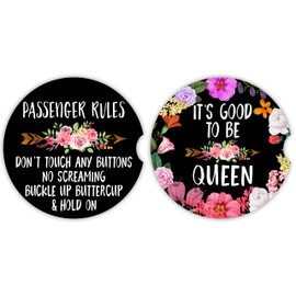 UpnowPro Funny Car Coasters for Cup Holders - 2 Pack, Flower Car Cup Holder Coaster, Non-Slip Absorbent Ceramic Stone Cup Holder Coasters for Car Keep Clean, Cute Car Accessories for Women Gift