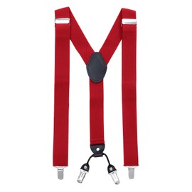 MASADA men's Braces, suspender with strong clips - smoothly adjustable 3.5 cm wide fits for up to 195 cm body height Dark red