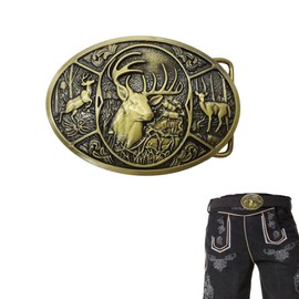 LIANCHEN Buckle Belt Buckle Deer Belt Buckle Bavaria Buckle for Interchangeable Belt Buckle Deer with Frame Fashionable Western Belt Buckle for 40 mm Belts for Men and Women, gold