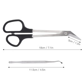 KooingTech Long Handled Toe Nail Clippers, 7.1in Nail Scissors with Nail Picker, Toe Nail Scissors Cuticle Ingrown Toenail Scissors Podiatry Tools for Elderly Back Uncomfortable People