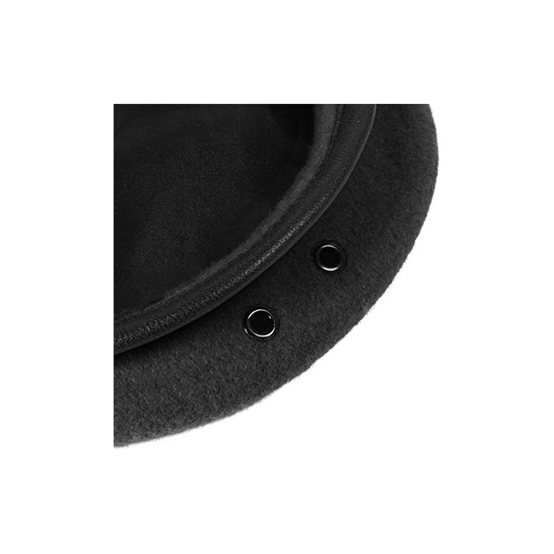 German Army Commando Beret Wool Felt with Leather Strap Black