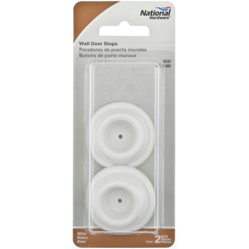 National Hardware N215-897 V237 Wall Door Stops in White, 2