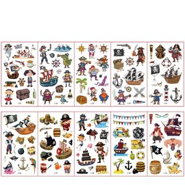 10 Pirate Temporary Tattoos - Dozens of, Pirate's Day Birthday Party Decorations, Piracy, sailing Party Decorations, Pirate Memorabilia