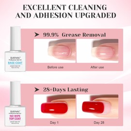 2 * 15ml Base Coat und No Wipe Top Coat,Nagellack Base und Top Coat Set Für,Nagellack Set Nägel Maniküre Kit,Glanz Überlack Nägel für Starter Maniküre Nagelstudio DIY Home