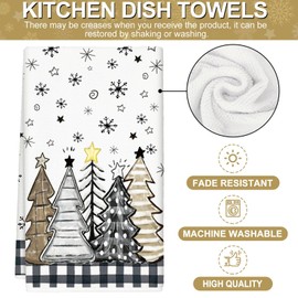 Generic AnyDesign Christmas Kitchen Dish Towel 18 x 28 Inch Xmas Tree Snowman Dishcloth Brown Gray Hand Drying Tea Towel for Winter Farmhouse Home Kitchen Bathroom, 2Pcs