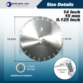 Whirlwind USA 14 Inch Diamond Saw Blade Laser Welding Dry or Wet Cutting for Concrete Masonry Stone Brick Granite