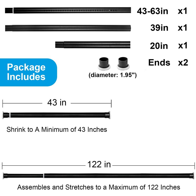 Ginbel Direct Tension Curtain Rod 43 to 122 Inches (3.6