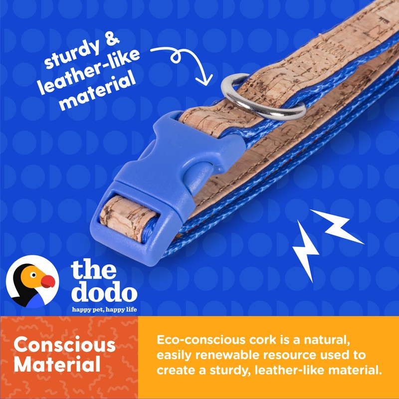 The Dodo Cork Dog Collar, Stripe, Size Large; Cork Material