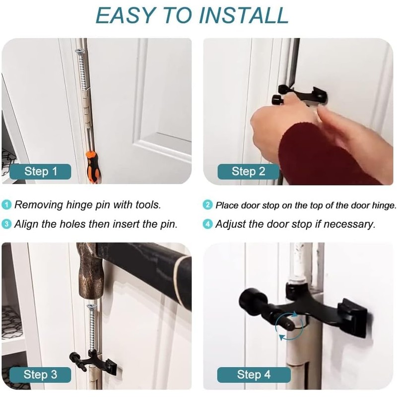 8 Pack Hinge Pin Oil Rubbed Bronze Door Stopper, Adjustable