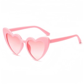 WDZAYXC Polarised Heart Sunglasses Vintage Cat Eyes Glasses Love Heart Shape Sunglasses Heart Glasses UV400 Protection, Pink/pink