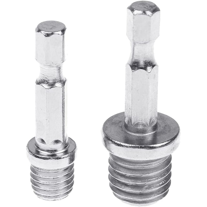 2Pcs Silver Electric Drill Accessories Outer Hexagon Conversion Rod M10+M14