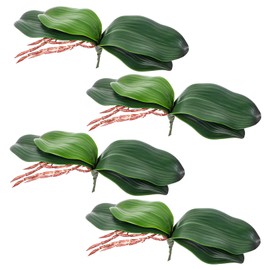 4 PCS Artificial Orchids Leaves, 8 Inch Faux Orchid Leaves Artificial Phalaenopsis Stems Leaf Real Touch Orchids Leaf Faux Cymbidium Flower Foliage Real Latex Touch Green Plant for Home Decor