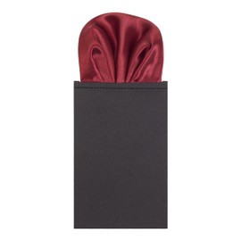Plain Satin Solid Colour Classic Pre-Folded Round Pocket Square (Maroon)