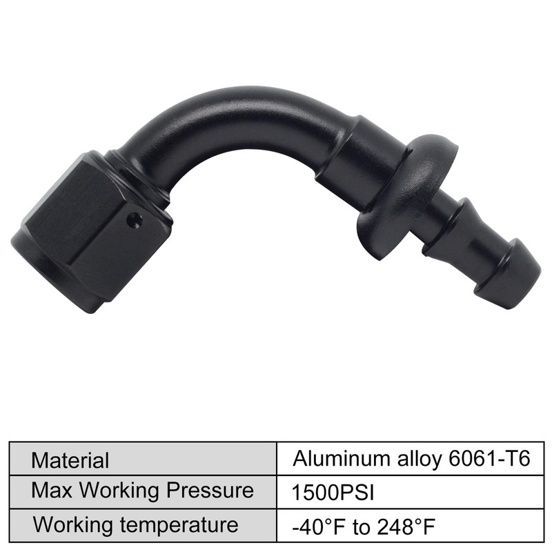 TunePro 6AN 90 Degree Push Lock Hose Fitting End Black