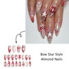 Almond Press on Nails Red Fake Nails Star Bow False