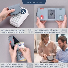 VON HEESEN Slim Wallet with RFID Protection, for Men and Women, Mini Purse, Credit Card Case, Small Wallet, lightblue