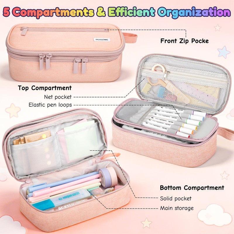 Double Layer Large Big Capacity Pencil Case Pouch Bag with