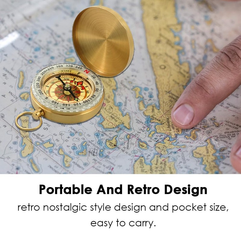 Harnovlis Luminous Navigation Compass Metal Pocket Compass with Whistle for