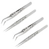 JOCXZI Set of 4 Pointed Tweezers, 2 Straight, 2 Curved,