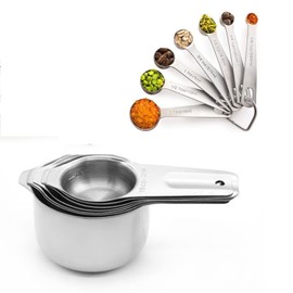 Meiyijia Stainless Steel Measuring Spoons, Stackable Soup Spoons for Measuring Dry and Liquid Ingredients (7+7 Piece Suit)