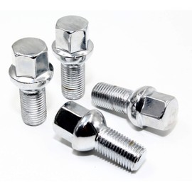 Set of 20 Veritek 14x1.5mm Chrome 24mm Thread Length 17mm Hex R12 Ball Seat Wheel Lug Bolts for Mercedes C CLS E SLC Class Factory Wheels
