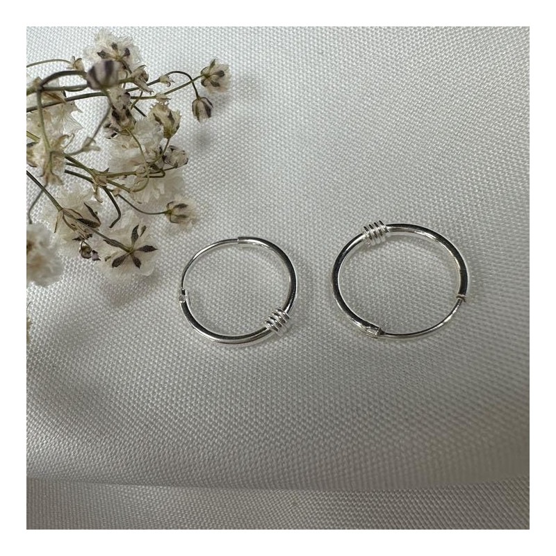 Sterling Silver Sleeper 12mm Hoop Earrings with Wire Coil