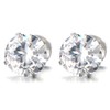 1 Pair 8MM Mens Ladies White Cubic Zirconia Stud Earrings