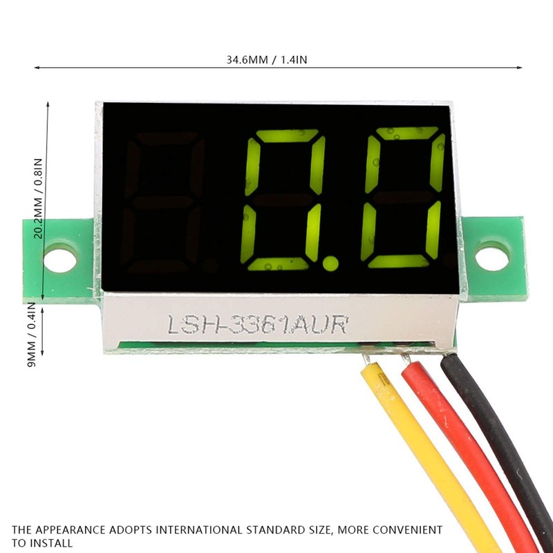 5Pcs DC 4-30V Mini Digital Voltmeter Three‑Wire LED Voltmeter Display