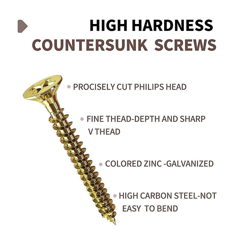 4x16mm Wood Screws,Flat Head Screws for Wood, Zinc Galvanized,Multi Purpose