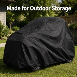Black Lawnmower Cover for Outdoor Storage - Waterproof Anti-UV Rainproof Dustproof Snowproof Mower and Tractor Equipment Cover